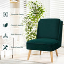 Velvet Accent Chair with Rubber Wood Legs for Living Room-Green