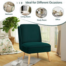 Velvet Accent Chair with Rubber Wood Legs for Living Room-Green