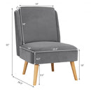 Velvet Accent Chair with Rubber Wood Legs for Living Room-Gray