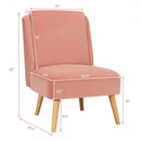 Velvet Accent Chair with Rubber Wood Legs for Living Room-Pink