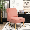 Velvet Accent Chair with Rubber Wood Legs for Living Room-Pink