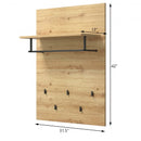 Wall-Mounted Clothes Hanger Rack Shelf with 5 Hooks and Hanging Rod