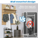 Wall-Mounted Clothes Hanger Rack Shelf with 5 Hooks and Hanging Rod
