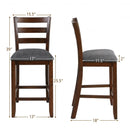 2Pcs Counter Height Chairs with Fabric Seat and Rubber Wood Legs