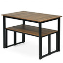 3-Piece Kitchen Dining Table Set with 2 Benches for Limited Space -Natural