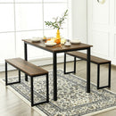 3-Piece Kitchen Dining Table Set with 2 Benches for Limited Space -Natural