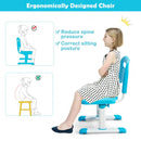 Height Adjustable Kids Study Table and Chair Set with Bookstand-Blue