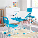 Height Adjustable Kids Study Table and Chair Set with Bookstand-Blue