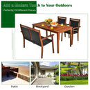 4 Pieces Patio Rattan Dining Furniture Set with Acacia Wood Frame Chair