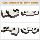 5 Pieces Patio Cushioned Rattan Furniture Set-White