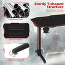 55 Inch T-shaped Computer Desk with Full Mouse Pad and LED Lights