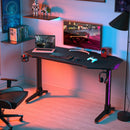 55 Inch T-shaped Computer Desk with Full Mouse Pad and LED Lights
