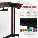 55 Inch T-shaped Computer Desk with Full Mouse Pad and LED Lights