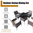 Outdoor 5PCS Dining Table Set with 1 Table and 4 Single Sofas