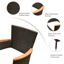 9 Pieces Patio Rattan Dining Set with Stackable Chairs Cushioned and Acacia Wood Table Top