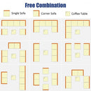 7 Pieces Patio Rattan Furniture Set Sectional Sofa Garden Cushion-Navy