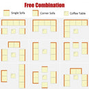 7 Pieces Patio Rattan Furniture Set Sectional Sofa Garden Cushion-White