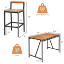 7Pcs Acacia Wood Patio Rattan Bar Set with Umbrella Hole