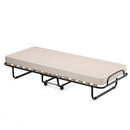 Portable Folding Bed with Foam Mattress and Sturdy Metal Frame Made in Italy-Beige