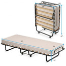 Portable Folding Bed with Foam Mattress and Sturdy Metal Frame Made in Italy-Beige