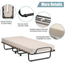 Portable Folding Bed with Foam Mattress and Sturdy Metal Frame Made in Italy-Beige