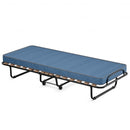 Portable Folding Bed with Foam Mattress and Sturdy Metal Frame Made in Italy-Navy