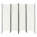 4-Panel  Room Divider with Steel Frame-White