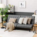 Futon Sofa Bed PU Leather Convertible Folding Couch Sleeper Lounge-Gray