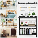 3-Tier Bookshelf Wooden Open Storage Bookcase for Home Office-Black