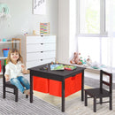 2-in-1 Kids Double-sided Activity Building Block Table with Drawers-Brown