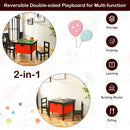 2-in-1 Kids Double-sided Activity Building Block Table with Drawers-Brown