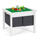 2-in-1 Kids Activity Table and 2 Chairs Set with Storage Building Block Table-White