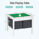 2-in-1 Kids Activity Table and 2 Chairs Set with Storage Building Block Table-White