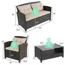 4 Pieces Outdoor Rattan Furniture Set