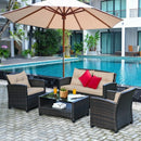 4 Pieces Outdoor Rattan Furniture Set