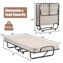 Rollaway Guest Bed with Sturdy Steel Frame and Wheels-Beige