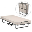 Rollaway Guest Bed with Sturdy Steel Frame and Wheels-Beige