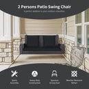 2-Person Patio Rattan Porch Swing with Cushions-Black