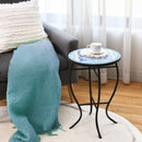Mosaic Side Round Balcony Bistro End Table with Ceramic Tile Top