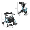 Folding Rollator Walker with Seat and Wheels Supports up to 300 lbs-Navy