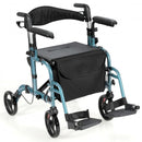 Folding Rollator Walker with Seat and Wheels Supports up to 300 lbs-Navy