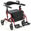 Folding Rollator Walker with Seat and Wheels Supports up to 300 lbs-Red