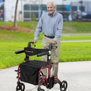 Folding Rollator Walker with Seat and Wheels Supports up to 300 lbs-Red