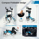 2-in-1 Multipurpose Rollator Walker with Large Seat-Blue