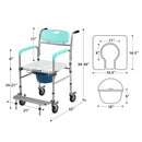 Aluminum Medical Transport Commode Wheelchair Shower Chair -Blue