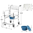 Aluminum Medical Transport Commode Wheelchair Shower Chair -White