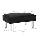 Ottoman Footrest Stool PU Leather Seat with Metal Legs-Black