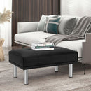 Ottoman Footrest Stool PU Leather Seat with Metal Legs-Black