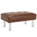Ottoman Footrest Stool PU Leather Seat with Metal Legs-Brown