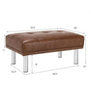 Ottoman Footrest Stool PU Leather Seat with Metal Legs-Brown